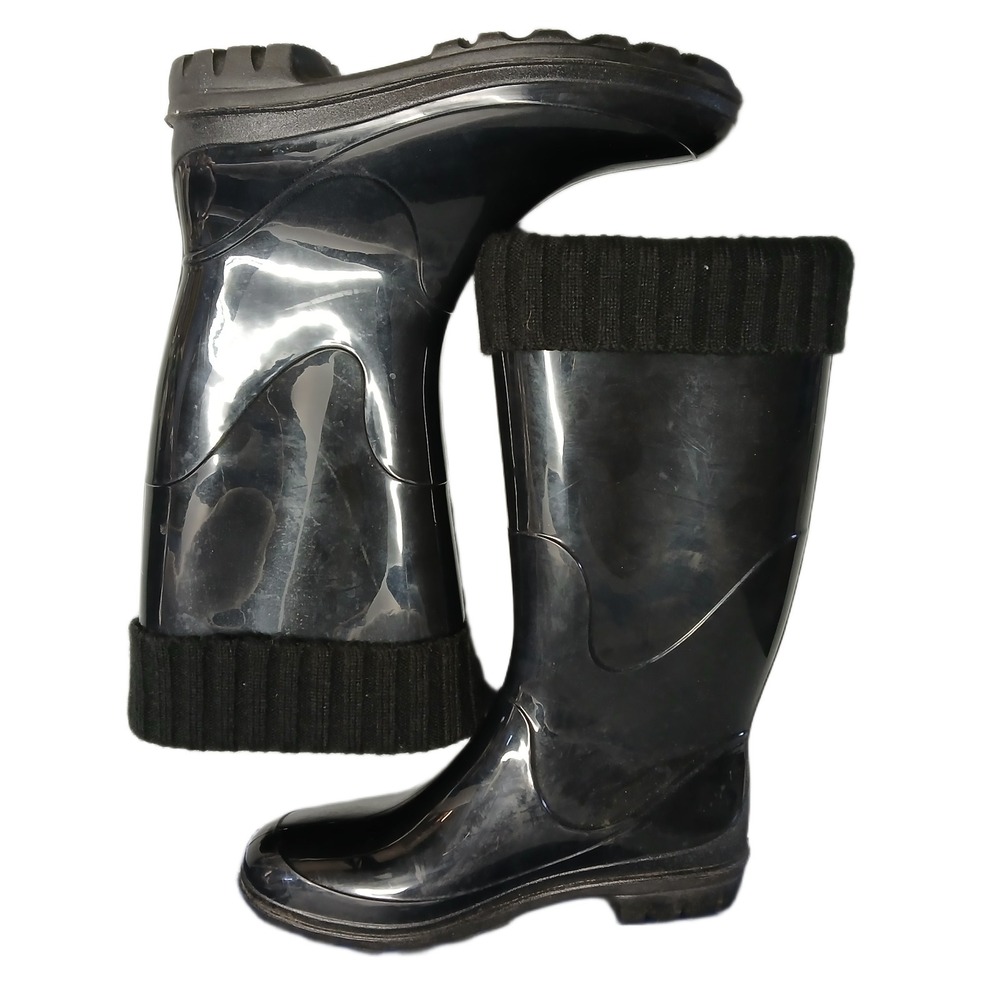 Kamik Kelly Rain Boots Womens US Size 7 Black Fleece Lined Waterproof Mid-Calf